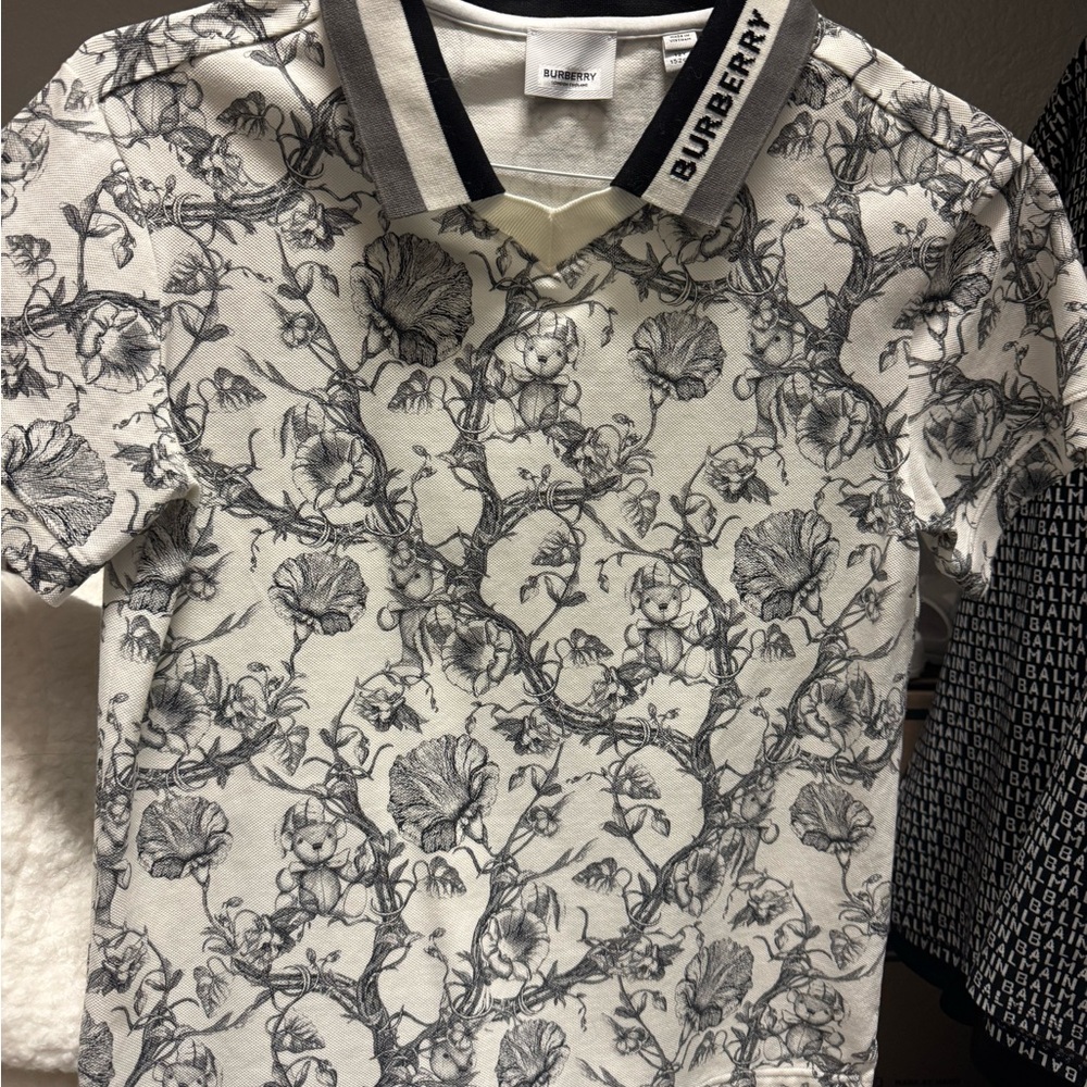 Burberry Monochrome Floral Polo Shirt